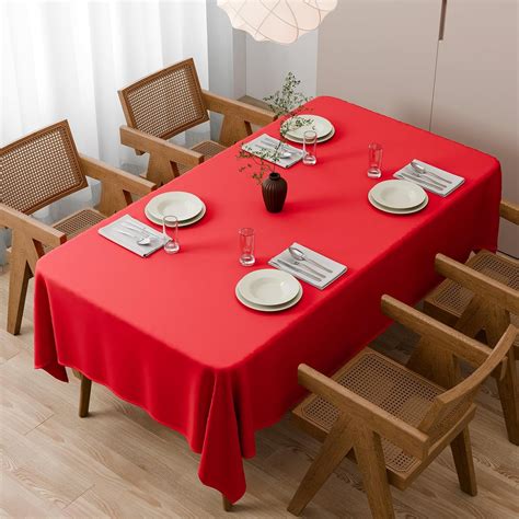 Zdada Large Red Table Cloths 150x260cm(59x102Inch), Long Rectangular ...