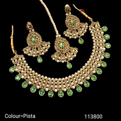 Padmawati Bangles Austrian Stone And Pearl Gold Plated Choker Necklace ...