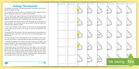 Feelings Thermometer Worksheet