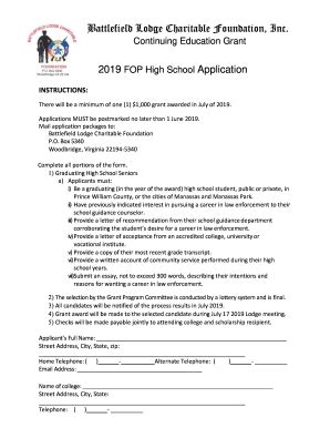 Fillable Online 2019 FOP High School Application Fax Email Print ...