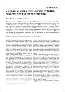 Use made of open access journals by Indian researchers to publish their ...