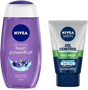 NIVEA Fresh Powerfruit Shower Gel, 250ml with Oil control facewash 100g ...