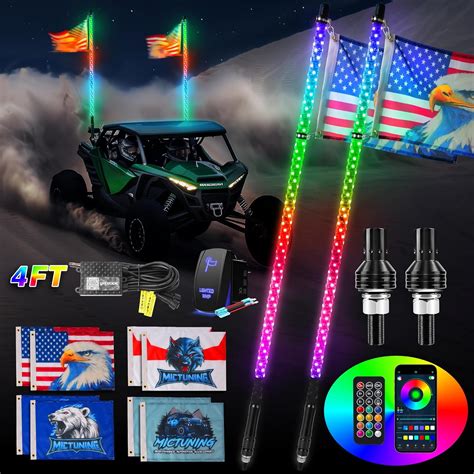 MICTUNING 2pc 4ft Spiral LED Whip Lights with 8 India | Ubuy