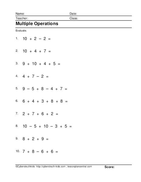 Image result for Multiple Operations Math