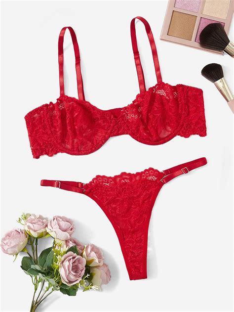 Classic Sexy Floral Lace Underwire Lingerie Set | SHEIN USA