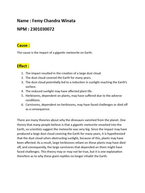 Cause and effect paragraph | PDF