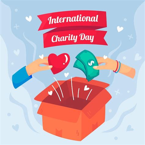 International day of charity with box and money | Premium Vector