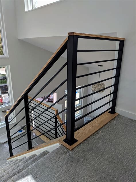 Steel Railings With Wood Cap | Stair railing design, Railing design ...