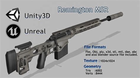 3D model Remington Modular Sniper Rifle MSR VR / AR / low-poly | CGTrader