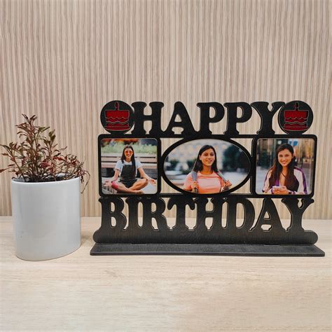 Personalized Happy Birthday Desktop Wooden Cutout Frame | Giftous