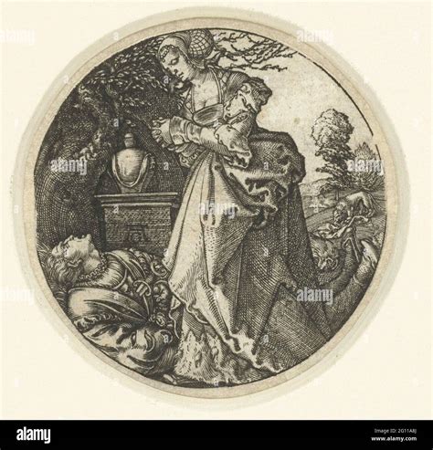 Pyramus and Thisbe. Thisbe standing at the dead body of Pyramus, in the ...