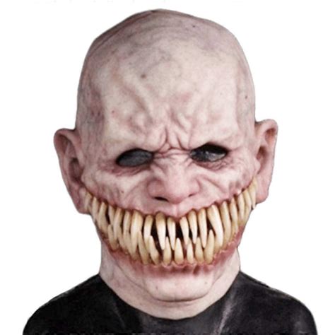 Creepy Stalker Men Mask Big Teeth Masques Scary Halloween Costume Party ...