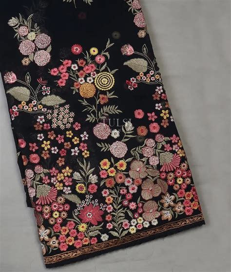 Buy Black Georgette Silk Embroidery Saree T612469