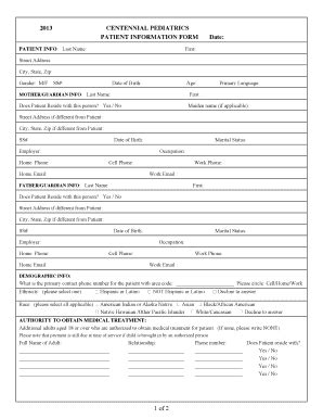 Fillable Online CENTENNIAL PEDIATRICS Fax Email Print - pdfFiller