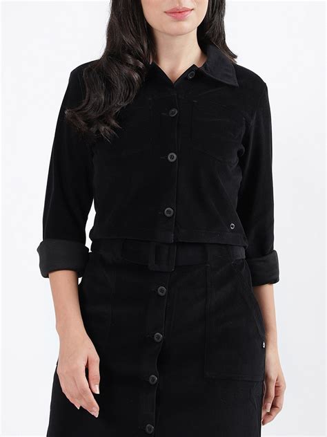 Shop Iconic Women Solid Collar Full Sleeves Jacket Online – Iconic India