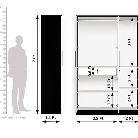 BHF 3 Door Wardrobe in Black & White Finish - Buildhub