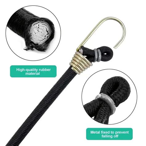 5/10pcs Heavy Duty Black Bungee Cords With Hooks - 6 Pack - Durable ...