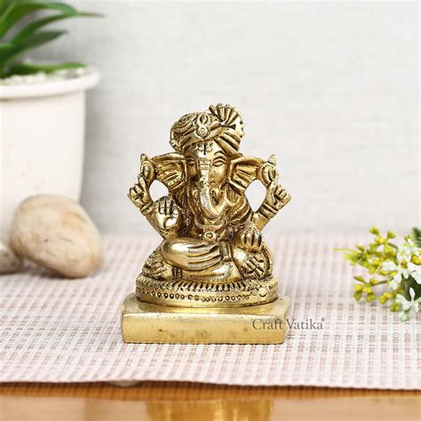 Buy CraftVatika Lord Ganesha Idol Murti Showpiece for Gift Brass ...
