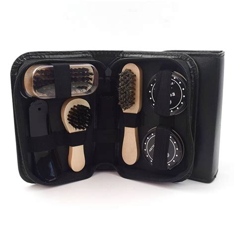 HASTHIP® Shoe Care Kit, Shoe Polishing Horsehair Brush Set, Leather ...