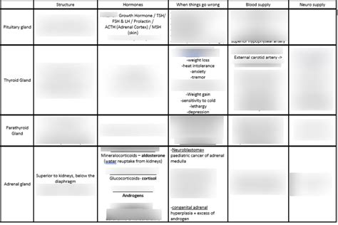 Image result for Endocrine System Table