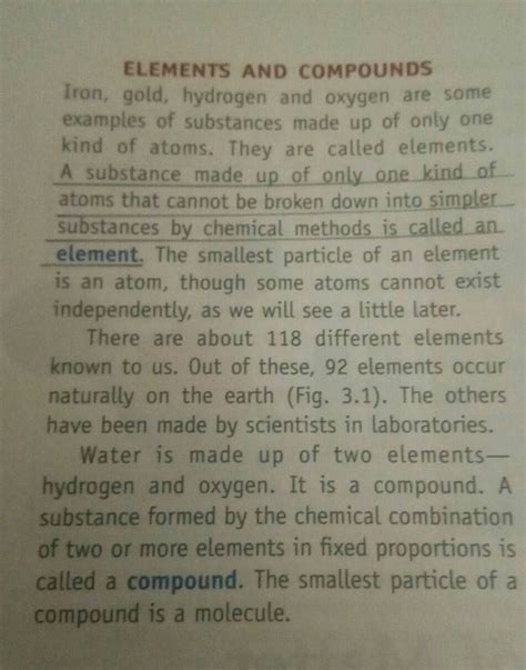 ELEMENTS AND COMPOUNDS Iron, gold, hydrogen and oxygen are some examples