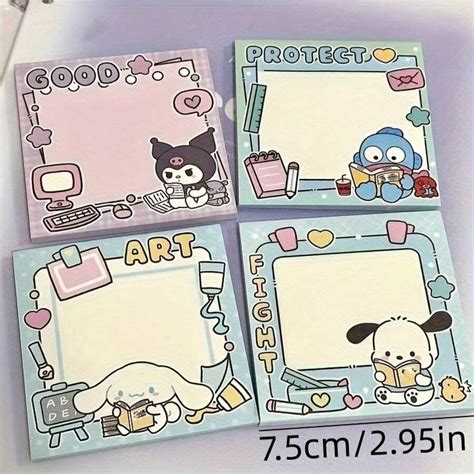 Sanrio 4-Pack Sanrio Memo Pads - Cute Hello Kitty And Friends, Square ...
