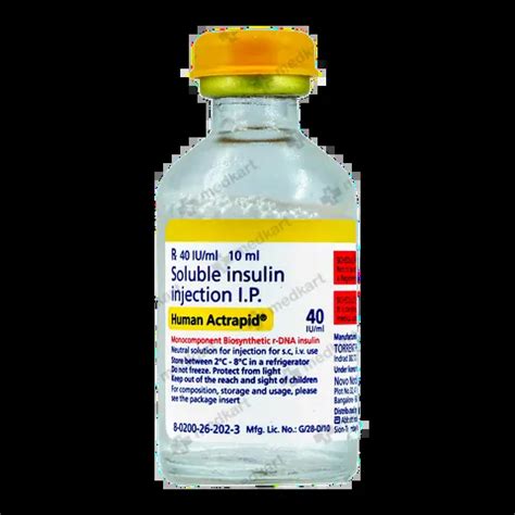 HUMAN ACTRAPID 40IU VIAL 10 ML Price, Uses, Side Effects & Substitutes ...
