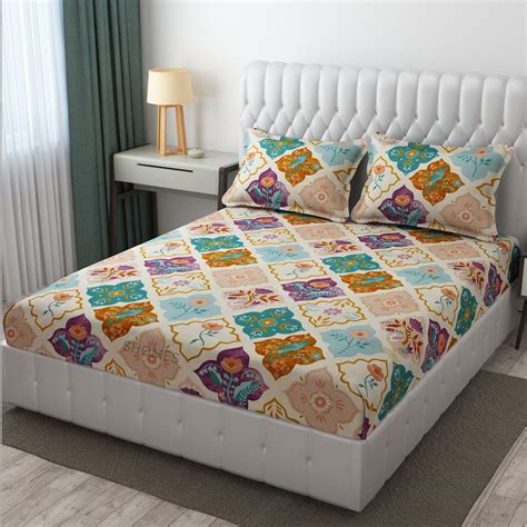 Buy SHOMES 100% Pure Glace Cotton Elastic Fitted Bedsheets 72" x 78", 1 ...