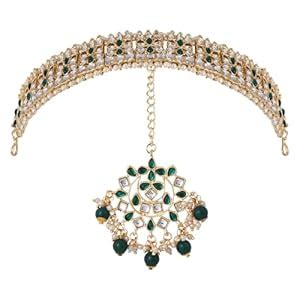 Buy I Jewels Gold Plated Metal Traditional Floral Kundan Pearl Studded ...