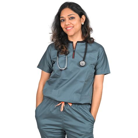 Slate zip neck women doctor scrubs, Scrub Suit For Doctors MedTogs ...