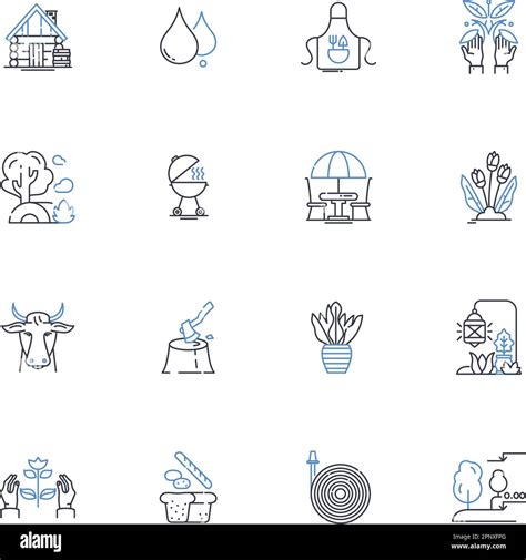 Soil conservation line icons collection. Erosion, Composting, Terrace, Mulch, Fertilizer ...