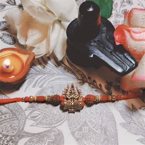 Lord Shiva Rudraksh Rakhi with Trishul & Damru | House Of Festivals