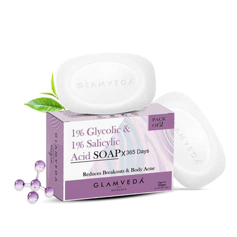 Glamveda 1% Glycolic Acid & 1% ww Salicylic Acid Body Acne Soap ...