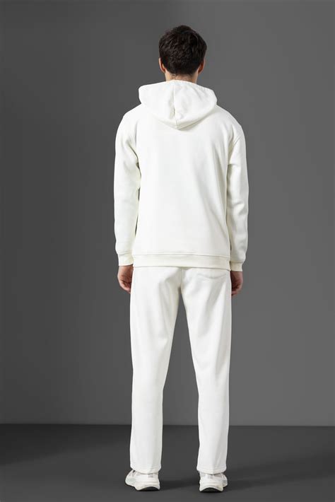 White Heavy Fleece (320gsm) 2-piece Loose Fit hoodie and joggers set ...