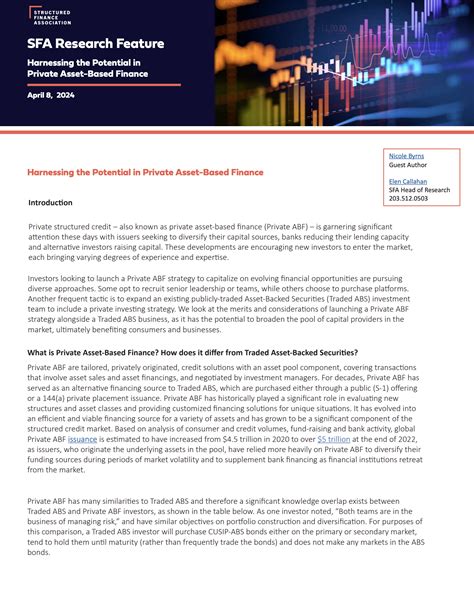 SFA Research Feature: Harnessing the Potential in Private Asset-Based ...