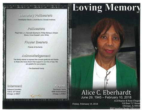 Alice C Eberhardt Obituary | AA Rayner and Sons Funeral Homes