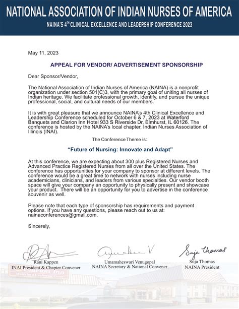Conference 2023- Sponsorship – National Association of Indian Nurses of America