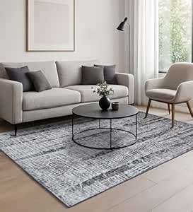 Buy Obsessions Grey and Cream 4' x 6' Soft and Luxurious Carpet with ...