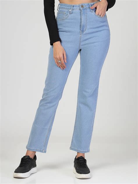 Style Quotient Women Light Blue Straight Fit High Rise Stretchable Jea ...