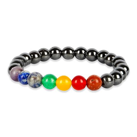 Buy GEMSMANTRA Hematite 7 Chakra Bracelet for Men and Women | Lab ...