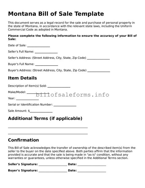 Printable Montana Bill of Sale Template ⋆ Free Bill of Sale Forms