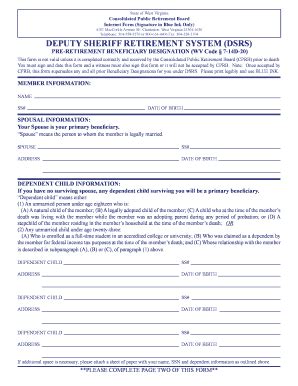 Pre-Retirement Beneficiary Form - West Virginia Consolidated ... - Fill ...