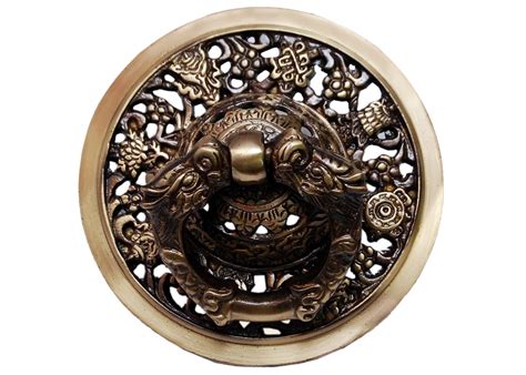 Unique Vintage Design Ring Kada Door Knocker - Full Brass (7 Inches X 7 ...