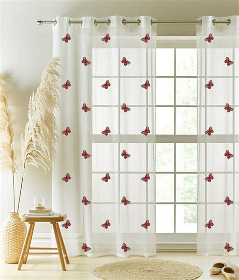 BUTTERFLY MAROON PRINTED SHEER CURTAIN