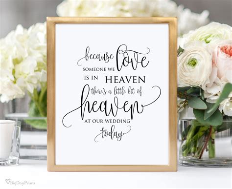 Wedding Memorial Sign Heaven Wedding Sign Memorial Table | Etsy