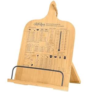 Bamboo Cookbook Stand for Kitchen Counters, Adjustable Recipe Book ...