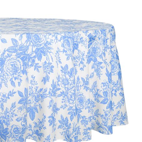 French Toile 120" Round Tablecloth - Baby Blue - CV Linens™