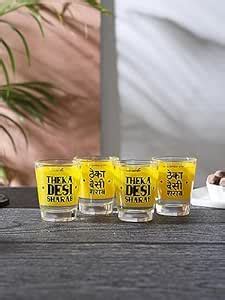 Buy Ek Do Dhai Theka Desi Sharab Shot Glass with Heavy Base | Perfect ...