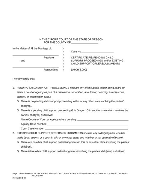 Co-Petitioners' Certificate Regarding Pending Child Support Proceedings ...