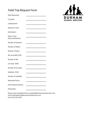 Field Trip Request Form - Blank Fillable Template | Fill Out, Print ...